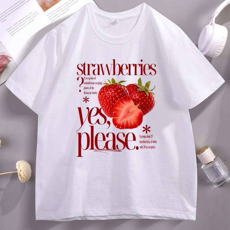 Strawberries Graphic T Shirts Unisex WoUnisex Funny Cotton Short Sleeve Tshirt Comfortable New Tee Summer Fashion Tshirt WoUnisexs Tops