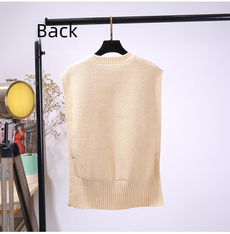 Women's Round Neck Sleeveless Knit Wool Vest - Korean Style Spring/Autumn Thin Cardigan In Solid Colors