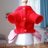 1PC Pet Clothes Cat Autumn Winter Thickened Warm Red Princess Dress Belt Traction Buckle Suitable for Small and Medium Sized Dog