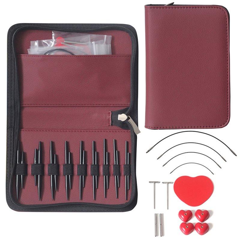 

A84E-Circular Needle Set Replaceable Cord 5+ 8 Sleeve Needles Aluminum Oxide Detachable Knitting Tool