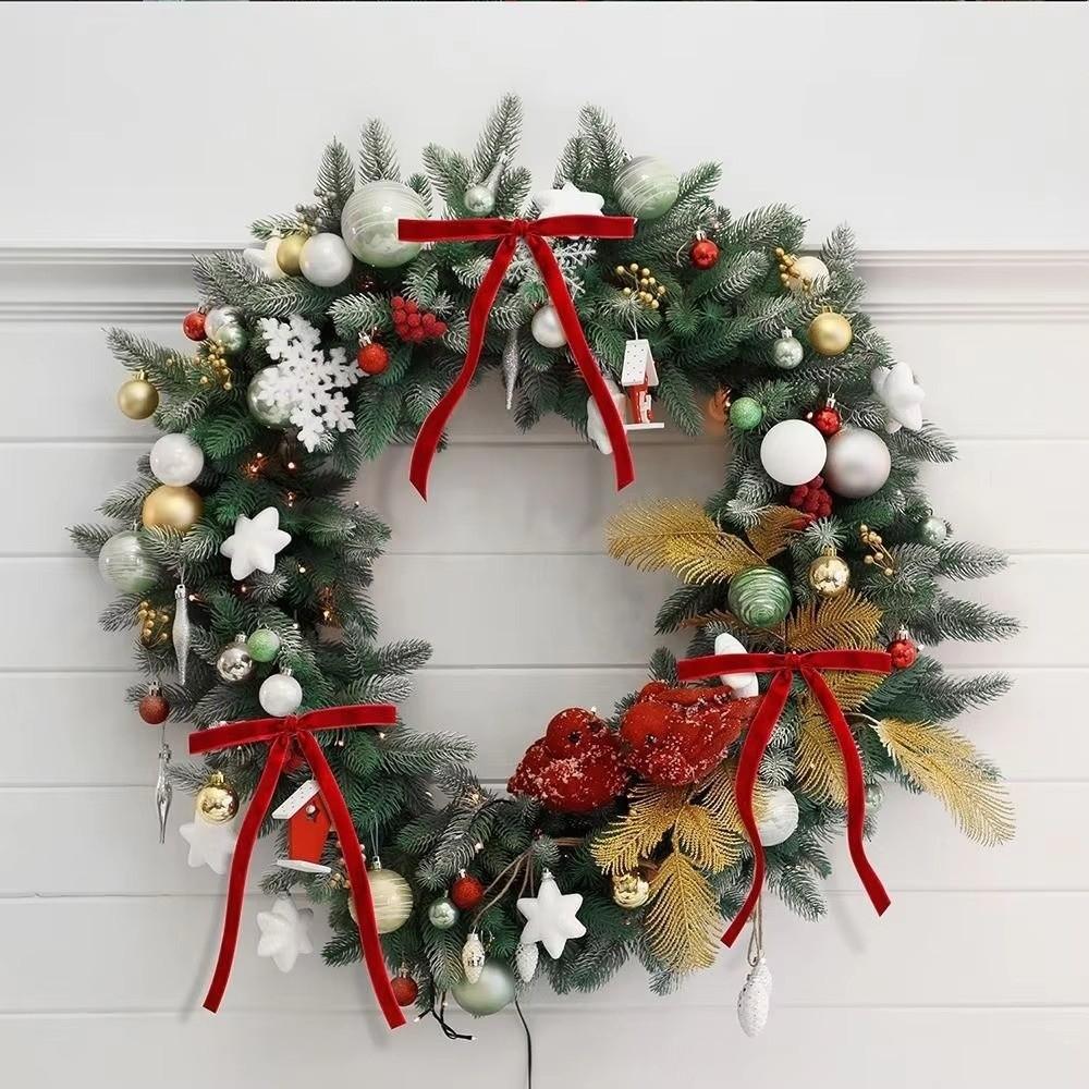 24PCS Vintage Christmas Tree Bows with Pearl Chain Wreath Bows Decoration  New Year