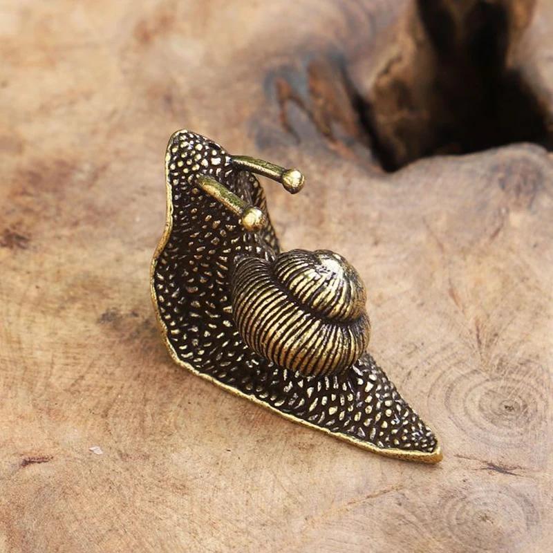 Vintage Teeschnecken-Ornament aus reinem Kupfer, Mini-Schneckenfigur, Tee-Haustier-Teezeremonie-Kollektion, Dekoration für den Schreibtisch