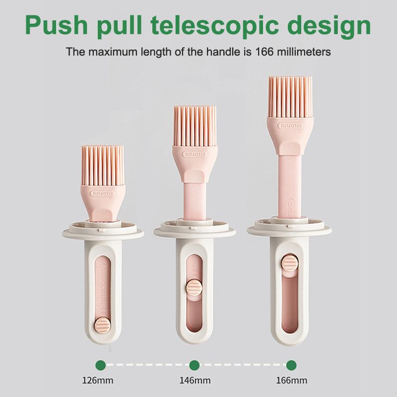 Telescopic Oil Brush Integrated Bottle Adjustable Length High Temperature Resistant Household Kitchen Barbecue Baking Tool