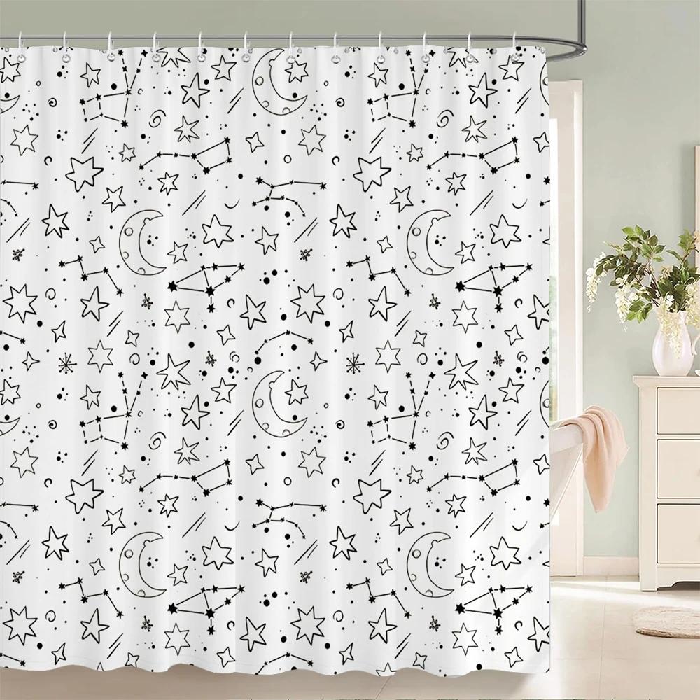 1 Pcs Simplicity style Shower Curtain Black and white Printed Bathroom Curtain Waterproof Polyester Home Decoration Curtain