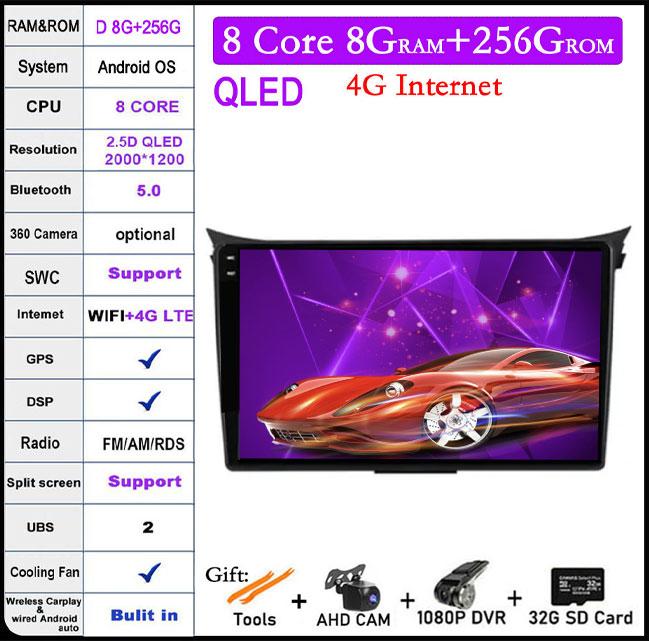 QLED DSP Android 14 For Hyundai I30 Elantra GT 2012 2013 2014 2015 2016 Car Auto Radio Multimedia Video Player Navigation