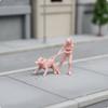 Woman Walking Dog Model 1/64 Scale Resin Decorative for Collectors