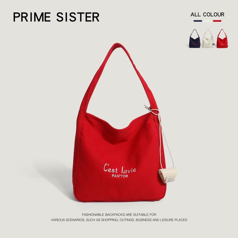

Summer Red New Style Tote Bag Women s Minimalist Canvas Bag Strap Large Capacity Zipper Casual Commuter Shoulder Bag Red