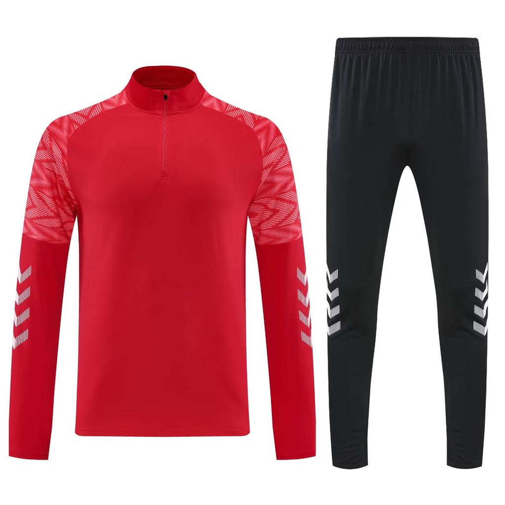Light Plate Half Zipper Casual Sportswear Basic Trousers Football Training Suit Set
