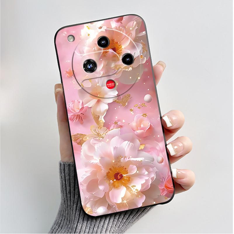Coque Motif Imprimé Pour ZTE Nubia Focus 2 5G Coque Arrière Silicone Souple Noire Coque Mignonne Fleur Cartoon