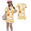 Girls Loose Fit Short Sleeve Dress Lightweight Round Neck Casual Animal Print Summer Dress for Children Comfortable Daily Wear