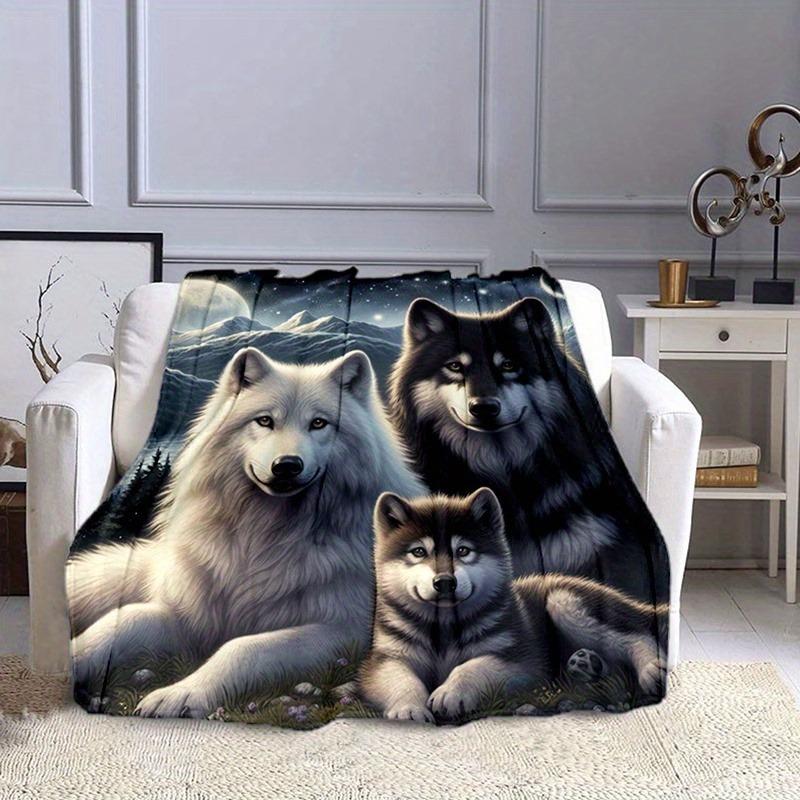 Wolf Familienmuster Weich Bequem Warm Mehrzweck Vier Jahreszeiten Bettwäsche Büro Outdoor Camping Reise Geschenk Decke