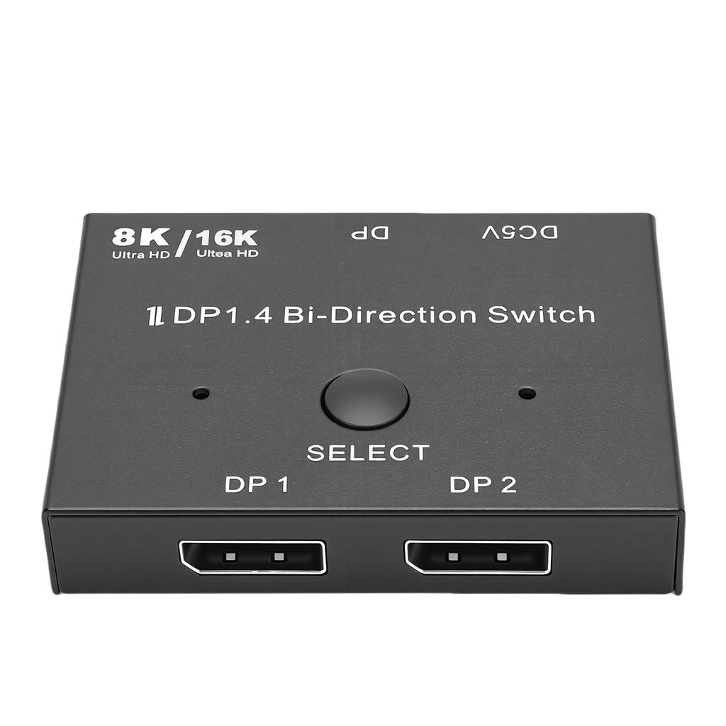 DisplayPort 16K 1.4 Umschalter 2 Ein 1 Aus Bi-Direktional 4K 240Hz 8K 120Hz Splitter Konverter für Mehrere Quellen und
