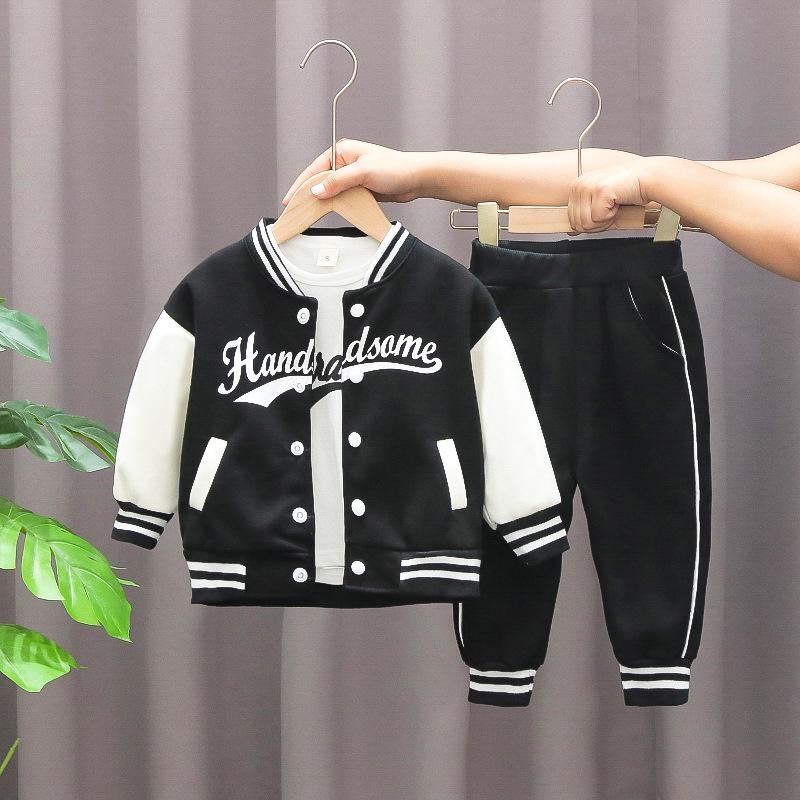 Toddler Boys' & Girls' Long-Sleeve Jacket Set - Fashionable Spring & Autumn Baseball Outfit.