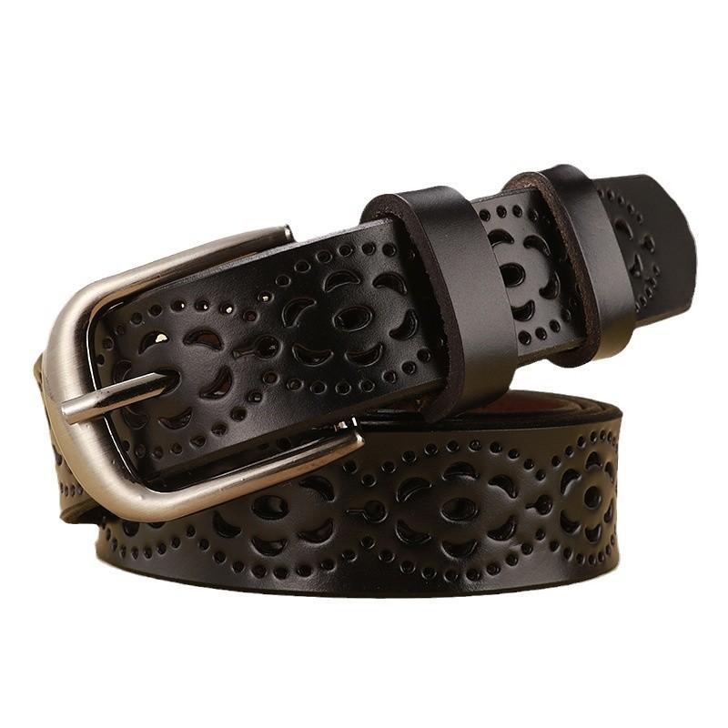 Retro Leather Waist Belt For Women With Twolayer Cowhide Material And Simple Pin Closure