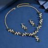 Vintage European & American Bridal Flower Rhinestone Wedding Jewelry Set: Necklace & Earrings