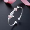 South Korea East Gate S999 Foot Silver Bracelet Women's Fashion Round Ball Bracelet Instagram Student Flower Drip Oil Jewelry