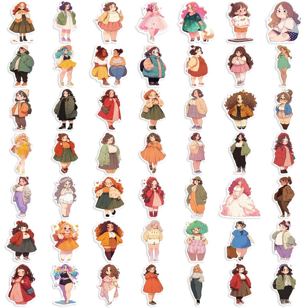 50 Dicke Süße Kleine Mädchen Doodle Aufkleber Gitarre Notizbuch Koffer DIY Wasserdicht