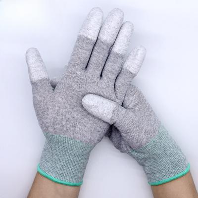 5 Paar Antistatische Kohlefaserhandschuhe, Antistatische Nylon-Arbeitsschutzhandschuhe, Antistatische Fingerhandschuhe aus Kohlefaser mit PU-Beschichtung auf den Fingerspitzen