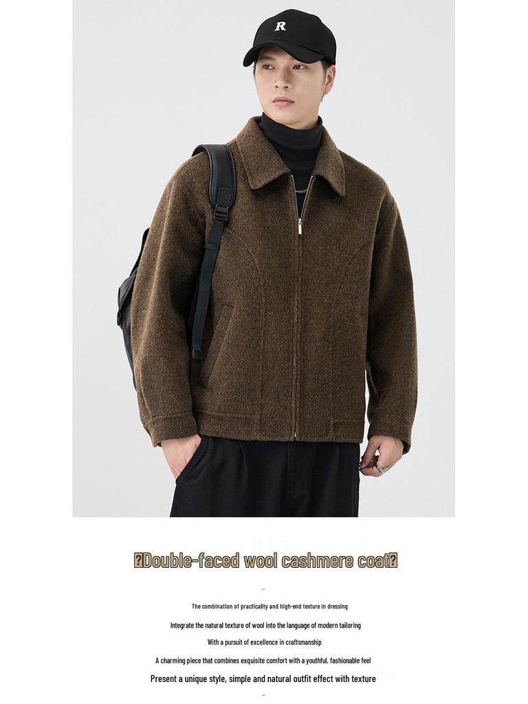 Men's Heavyweight Double-Faced Wool Coat - Thick, Warm Lapel Jacket for Autumn/Winter 2025