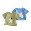 Kids Cartoon Patch T Shirt 3D Elephant Print Summer Short Sleeve Top Boys Girls Lightweight Base Shirt