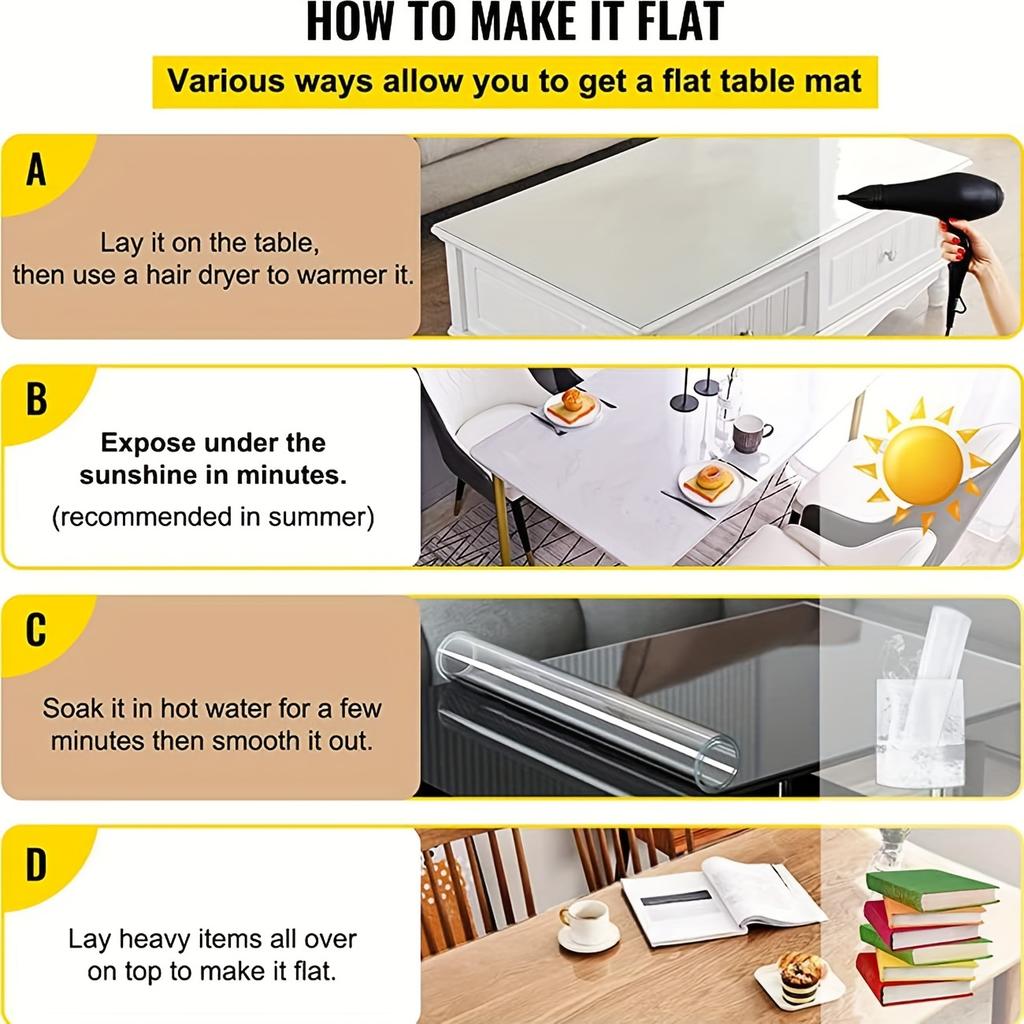 2mm PVC Transparent Tablecloth and Table Mat Protective Film, Scratch-Resistant and Heat-Resistant Tablecloth