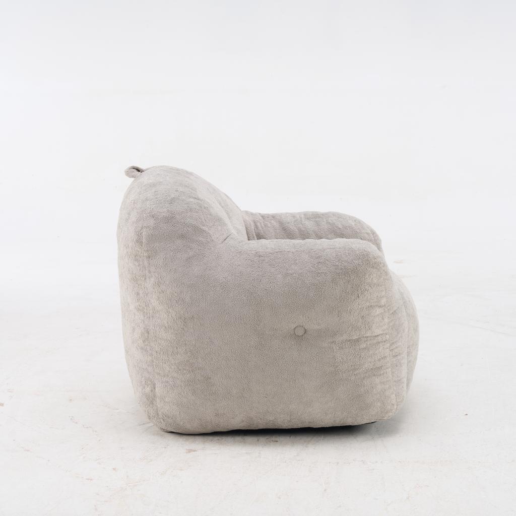 Bean Bag Chair with Shredded Sponge Filler ,Faux Fur Beanbag Sofa with Armrests , for Living Room, Bedroom & Reading,No Assembly Required ,Light Grey