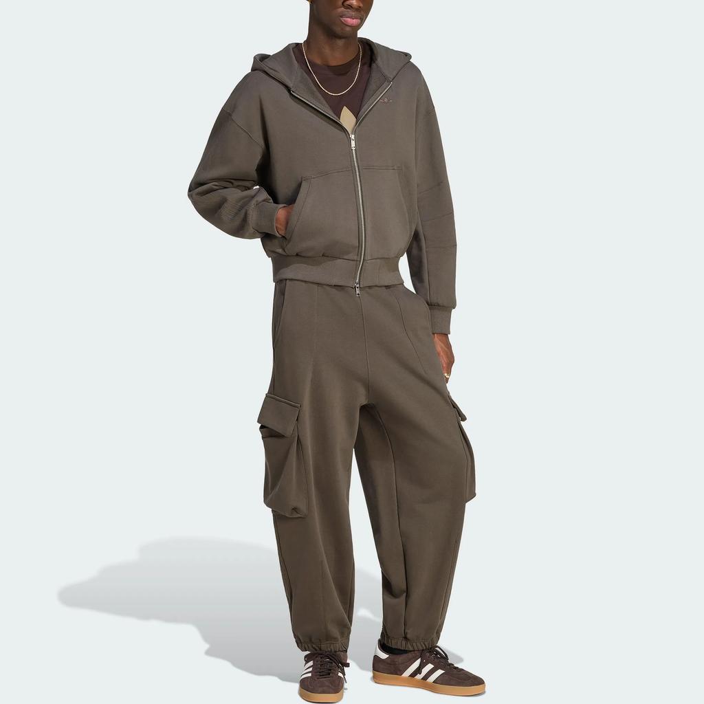 Men's Adidas Originals ESSENTIALS Jackets Men's Dark Brown Hooded (Non-detachable) Moderate