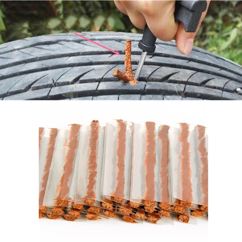 Car Motorcycle Bike Tyre Repairing Rubber Strips 10Pcs Tubeless Tire Repair Strips Stiring Glue For Tyre Puncture Emergency