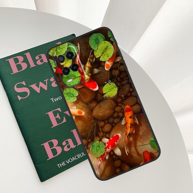 Koi Carp Fish Painting Case For Oppo A96 A76 A16 A15 A17 A52 A72 A54S A57S A58 A78 A98 A57 A77 A54 A74 A94 Cover