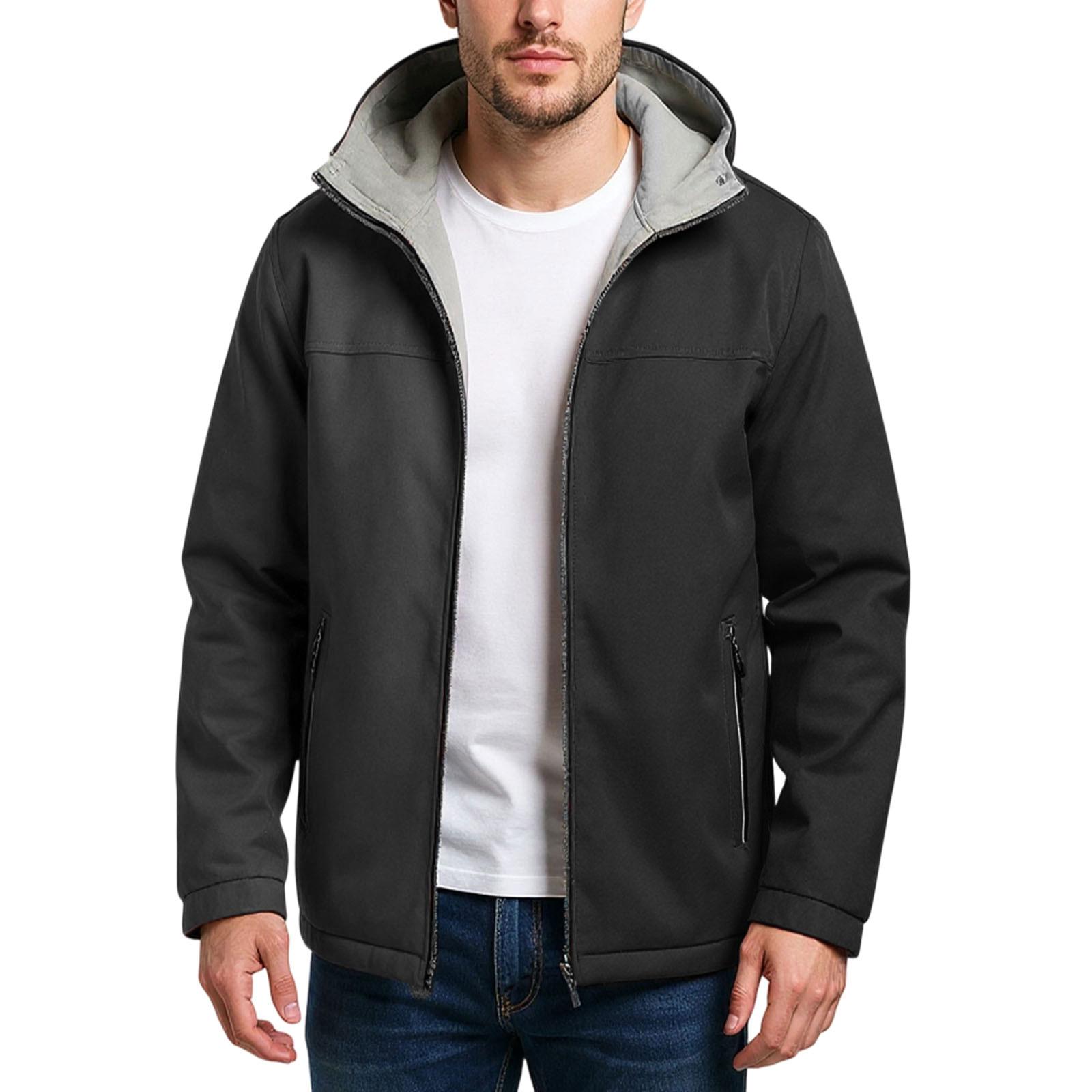 

Men s Leisure Hooded Hood Jacket Coat L чёрный
