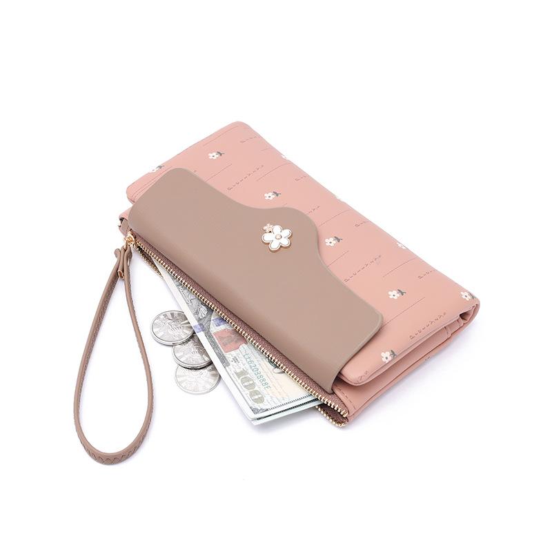 Women Wallets Floral Fresh Style Multi-Card Clutch, Long Wallet, Card Holder, Leather Clip, Coin Purse