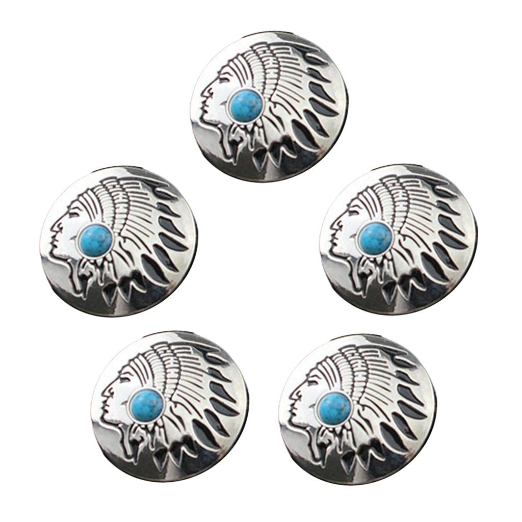 5 Pcs Leather Decorative Button Imitation Turquoise Buttons Flower Clothes Buttons for Jewelry Making Decoration