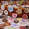 Retro Story Button Series Sticker Pack: 50 Stickers, 6 Styles for Journal Decoration