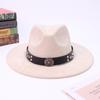 Hot Sale Western Cowboy Hat Metal Accessories Premium Flat-brimmed Suede Top Hat Fashion Versatile Jazz Hat