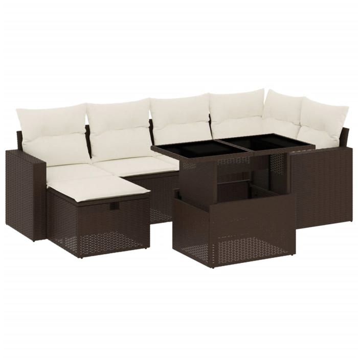 VidaXL Salon de jardin avec coussins 7 pcs marron résine tressée 3274823