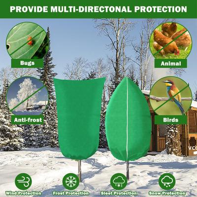 Plant Covers Freeze Protection Covers Frost Cloth Plant Anti-Freeze Shrub Protection Bag with Zipper Drawstring Frost Blankets