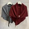 100% Wool Knitted Triangle Scarf - Warm Autumn/Winter Shawl for Women