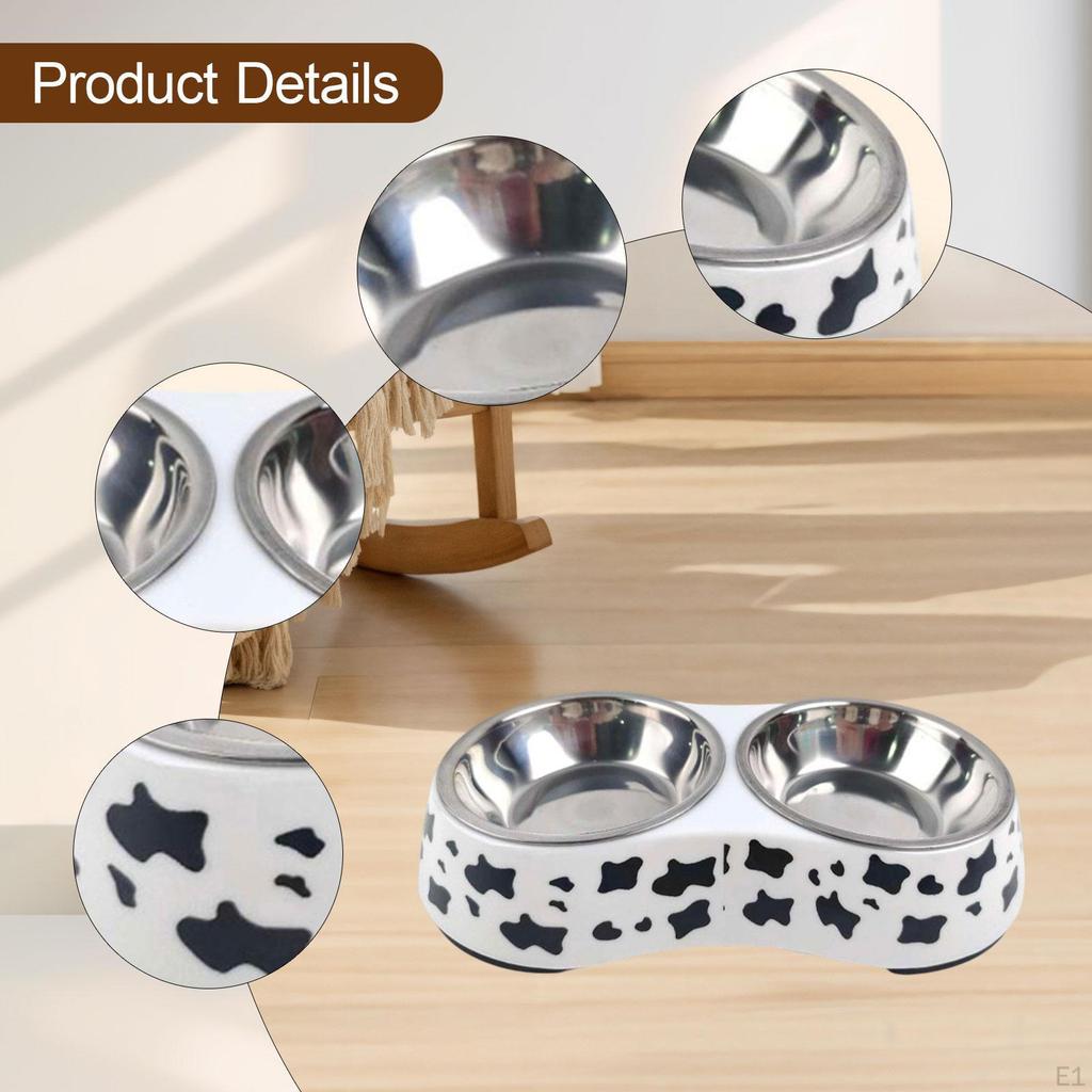 Cat Bowl Double Feeding Station Stainless Steel with Separate Chambers And Stable