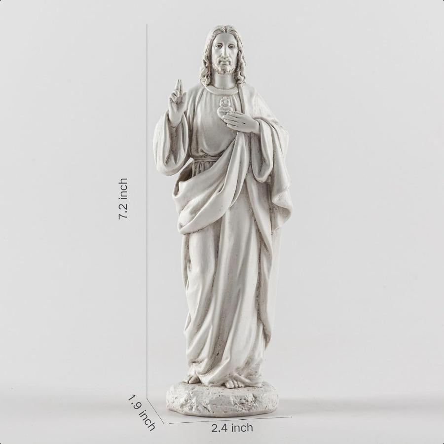 

7-дюймовая статуэтка Святого Сердца Иисуса, изготовленная вручную, фигурка Иисуса Христа белого цвета, предмет католического благочестия для домашнего декора United States