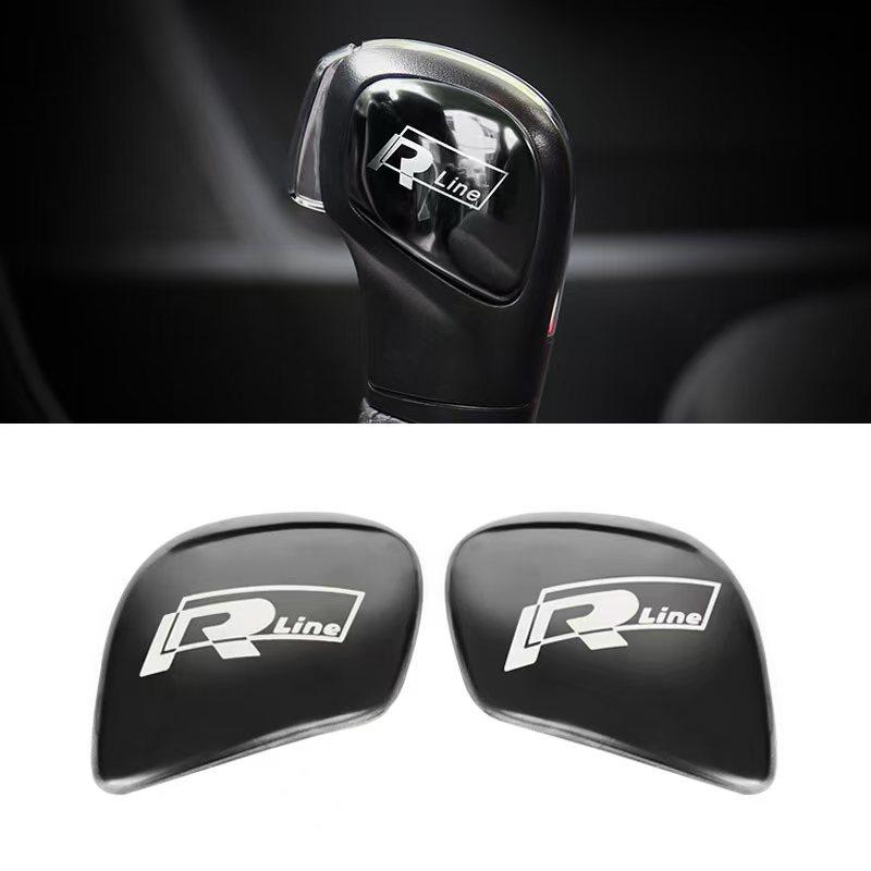 1 Pair Car Gear Shift Knob Head Emblem Sticker for Volkswagen VW Rline GTI Polo CC Golf Bora Tiguan Passat Scirocco Accessories ol.056