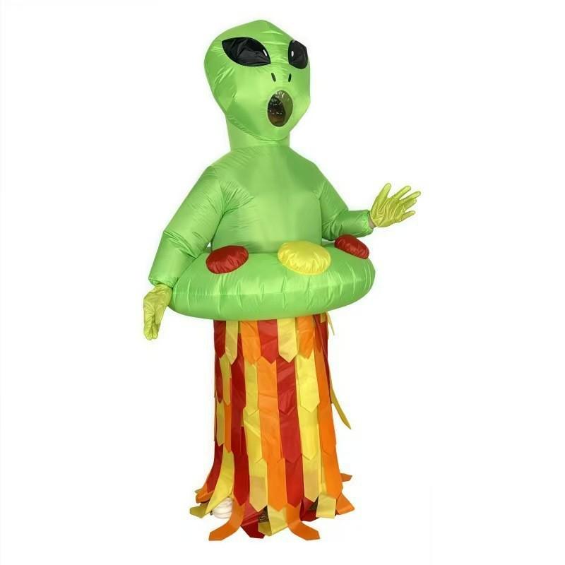Aufblasbares Alien-Kostüm für Halloween - Maskottchen-Party-Outfit für Erwachsene und Kinder