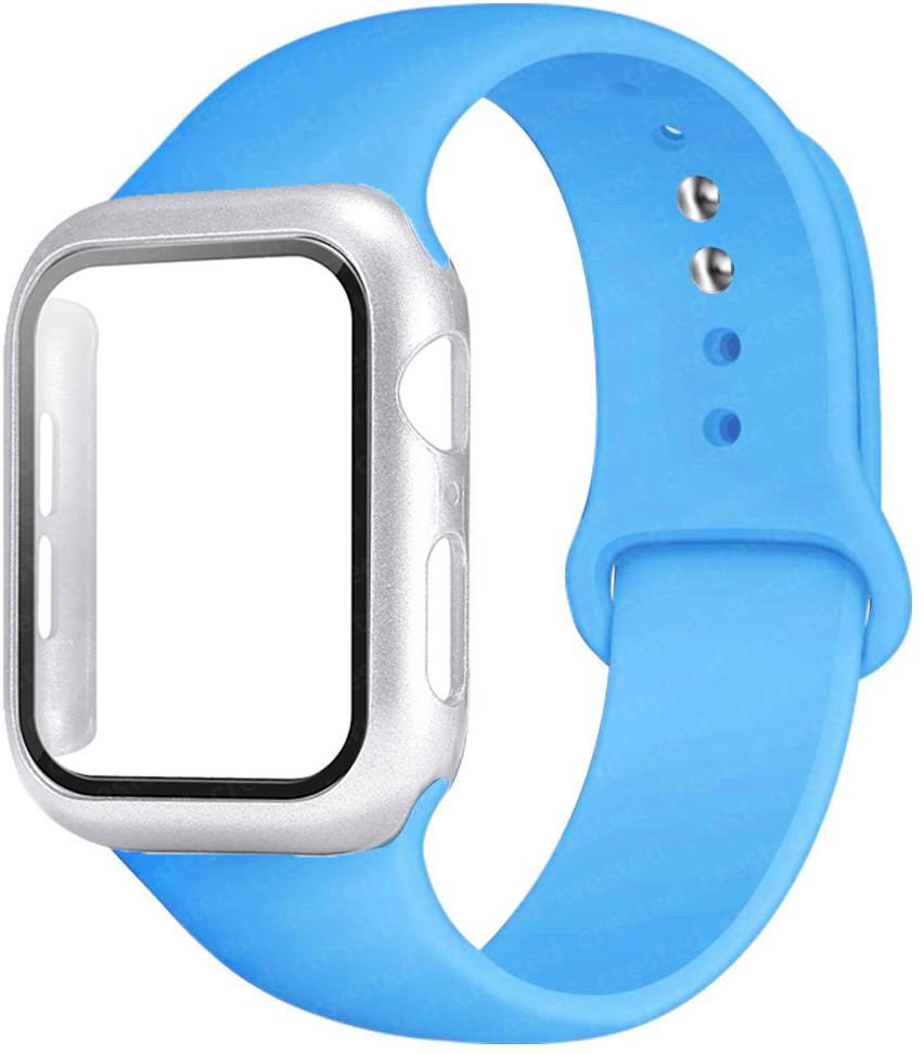 For Apple Watch Bands 46mm 44mm 41mm 40mm 45mm 42mm Silicone Correas Bracelet Iwatch Series 10 9 8 7 6 SE 3 11 Glass+Case+Strap
