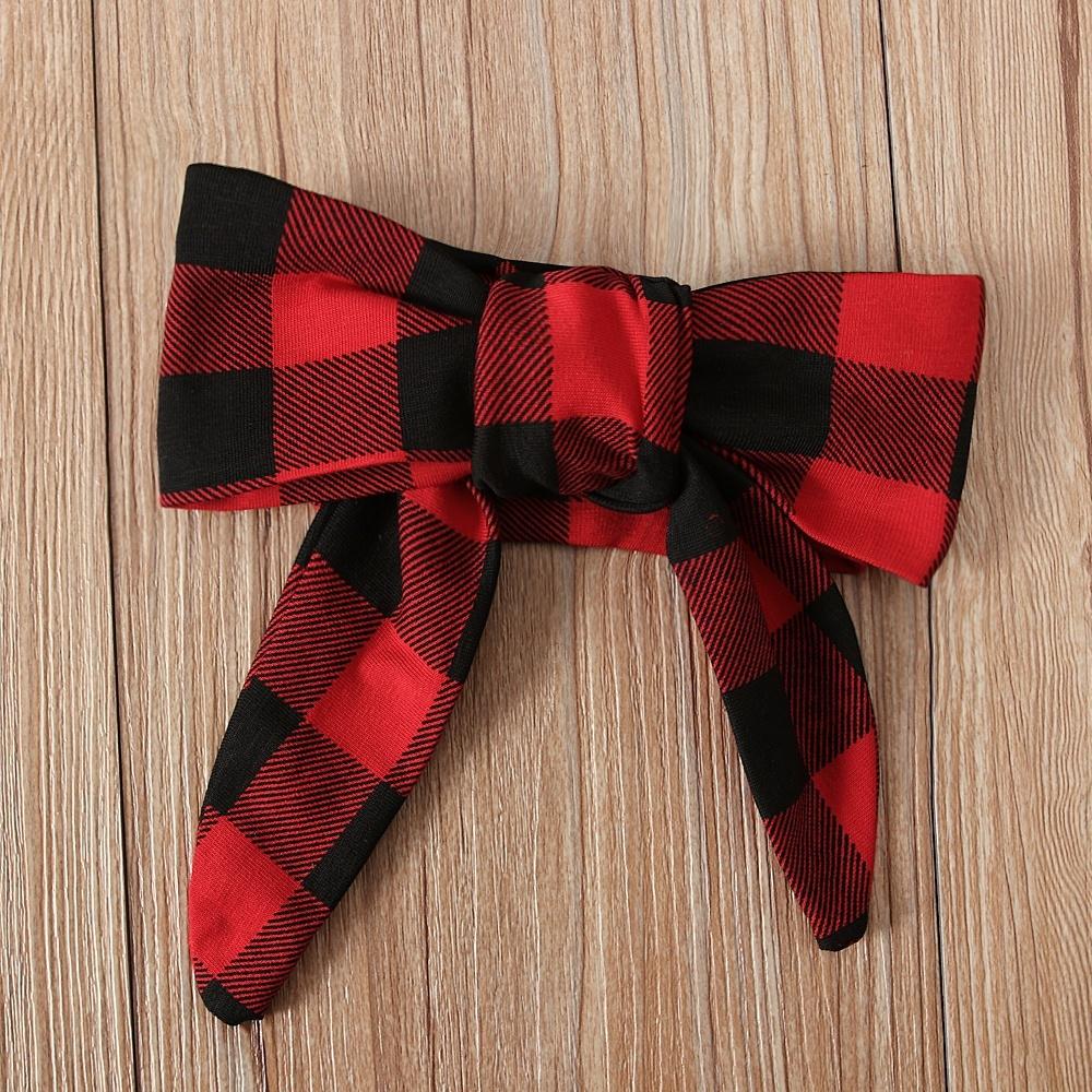 Infant Baby Girl Red Plaid Romper Jumpsuit with Headband 2PCS Outfits Clothes for 0-24 Months