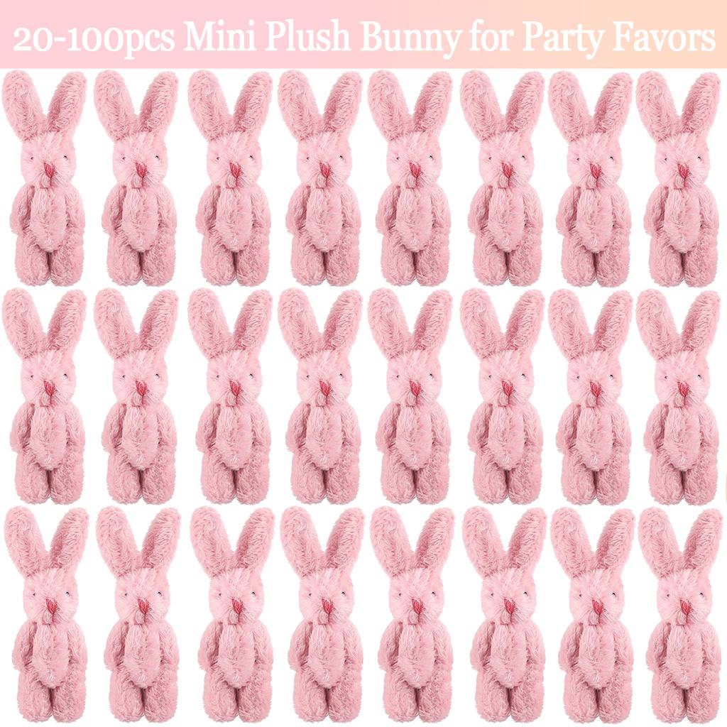 20-100pcs Mini Plush Rabbit Tiny Small Bunny Doll Soft Bunny Stuffed Animal for Easter Birthday Wedding Decorations Party Favors