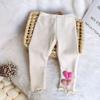 Girls' Fall/Winter Fleece-Lined Outerwear Pants Stylish Heart-Patterned Slim-Fit Fleece Leggings Children's Clothing
