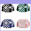 Vintage Chessboard Pattern Kids Shoulder Bag With Expandable Lightweight Nylon For Daily Use