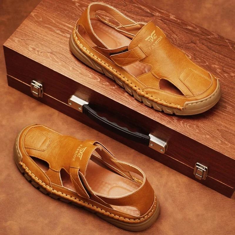 Mote Italiensk Merke Herre Casual Sandaler Massasjesåle Herre Oxford Sko Pustende Sommer Kjøresko Sklisikker Håndlaget Såle