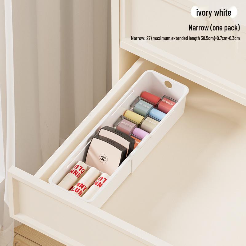 Telescopic Drawer Organizer with Built-in Compartments for Cosmetics and Lipstick