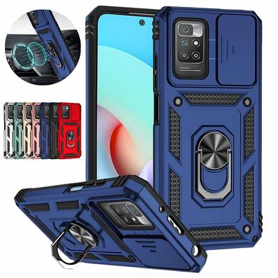Shockproof Armor Case For Xiaomi Redmi 10 10C 10A 9C 9A 11A 12C Slide Camera Lens Protective Cover Ring Stand Holder Funda Coque