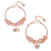 Sweet Pink Heart Butterfly Beaded Bracelet for Women